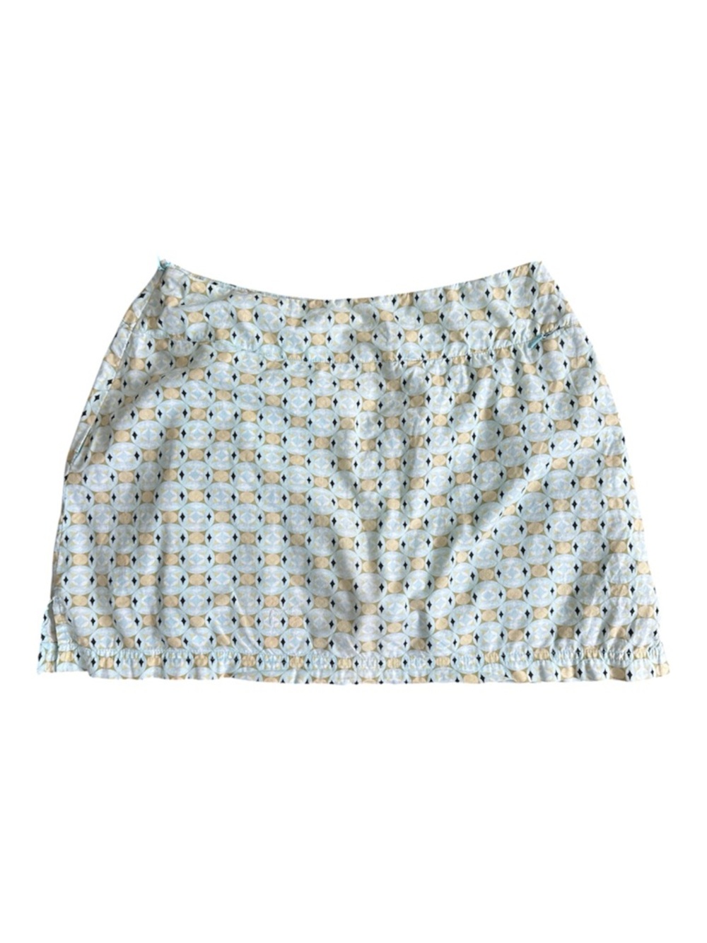 Sahalie Geometric Print Golf Skort Mini Skirt Size 4 Blue Tan County Club Comfy